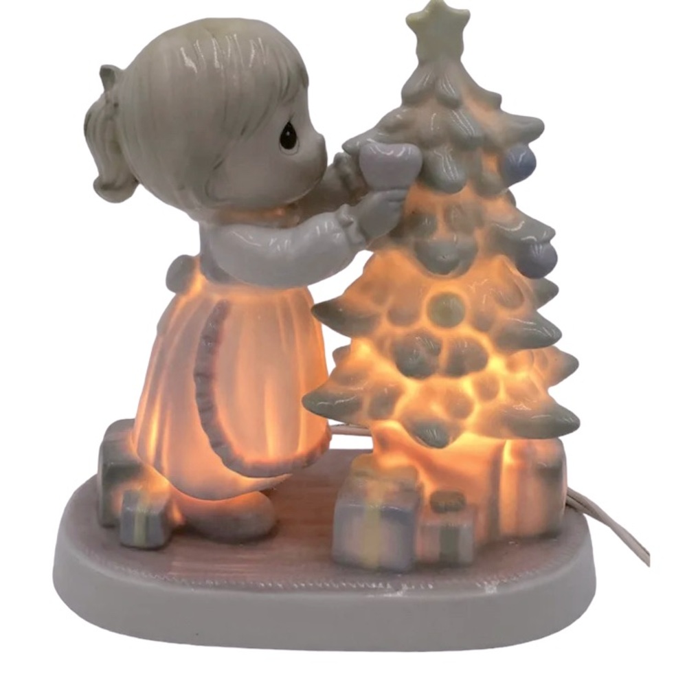 Precious Moments Enesco Nursery Desk Night Light Lamp Girl Decorating Tree 1993